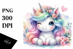 Baby Unicorn Winking PNG Product Image 1