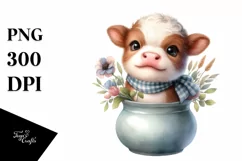 Cute Smiling Baby Highland Cow Vase Clipart Product Image 3