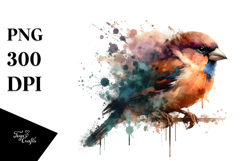 Grungy Bird Half Splashes Watercolor Digital Art Product Image 1