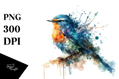 Grungy Bird Half Splashes Watercolor Digital Art Product Image 1