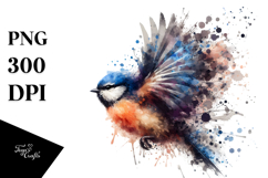 Grungy Bird Half Splashes Watercolor Digital Art Product Image 1