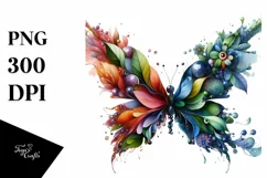 Vibrant Abstract Flowers Butterfly PNG Product Image 1