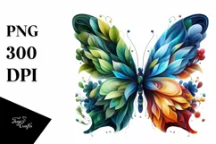 Vibrant Abstract Flowers Butterfly PNG Product Image 3
