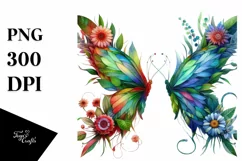 Vibrant Abstract Flowers Butterfly PNG Product Image 3