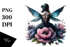 Gothic Fairy on a Flower, PNG Product Image 1