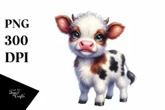 Cute Baby Highland Cow Smiling Moon | Clipart Product Image 3