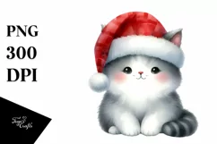 Watercolor Cat with Christmas Decorations PNG Product Image 3