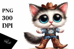 Expressive Baby Cat Wearing Cowboy Boots PNG Product Image 3