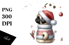Pug with Christmas Decorations PNG Product Image 1