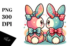 Colorful Retro Bunnies Sitting PNG Product Image 1