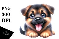 Watercolor Baby German Shepherd, Transparent PNG Product Image 1