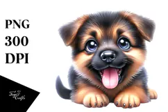 Watercolor Baby German Shepherd, Transparent PNG Product Image 1