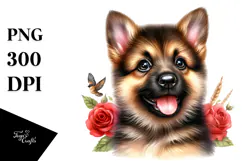 Watercolor Baby German Shepherd, Transparent PNG Product Image 1