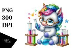 Colorful Unicorn with Beaker PNG Product Image 1