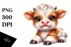 Cute Baby Highland Cow Smiling | Clipart Product Image 3