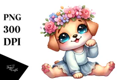 Cute Cartoon Flower Crown PNG Product Image 1