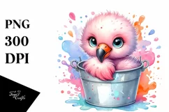Colorful Cute Baby Flamingo Bucket Splash Product Image 1