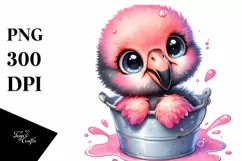 Smiling Baby Flamingo Sitting PNG Product Image 3