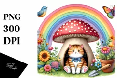 Colorful Cat House with Mushroom | Clipart Product Image 1