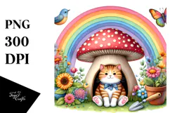 Colorful Cat House with Mushroom | Clipart Product Image 1