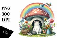 Colorful Cat House with Mushroom | Clipart Product Image 3