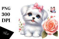 Watercolor Baby Maltese with Big Eyes, PNG Product Image 1