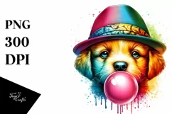 Quirky Colored Puppy Portrait | Sublimation | Clipart Product Image 1