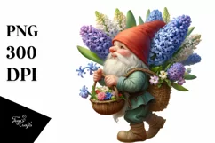 Gnome Hyacinth Bouquet Basket Clipart Product Image 1
