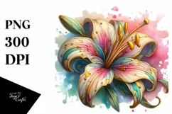 Detailed Vibrant Lily in Stained , PNG Product Image 3