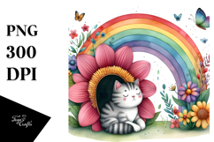 Vibrant Cat House with Colorful Flowers | Sublimation | Product Image 1