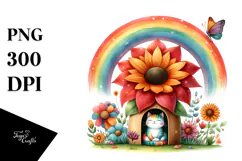 Vibrant Cat House with Colorful Flowers | Sublimation | Product Image 1