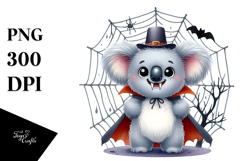 Cute Koala Spider Web Haloween Vampire Fangs Clipart Product Image 1