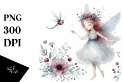 Washed Watercolor Whimsical Fairy | Sublimation | Clipart Product Image 1