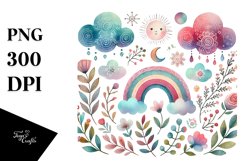 Colorful Watercolor Digital Painting with Very Simple Cute Product Image 1