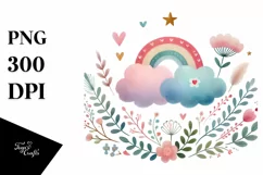 Colorful Watercolor Digital Painting with Very Simple Cute Product Image 1