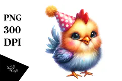Baby Rooster with Party Hat PNG Product Image 1