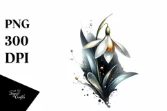 Abstract Glossy Snowdrop with Golden Accents | Watercolor Product Image 3