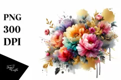 Vibrant Bouquet with Colorful Peonies and Gold Foil | Product Image 1