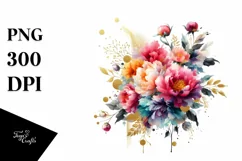Colorful Vibrant Abstract Bouquet Watercolor Clipart Product Image 1