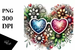 Detailed Bird with Heart Sunglasses, PNG Product Image 1
