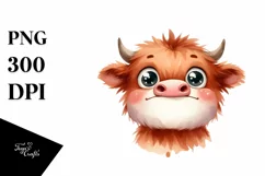 Funny Expressive Highland Cow PNG Product Image 1