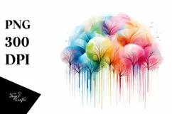 Abstract Pastel Rainbow Trees Watercolor Clipart Product Image 3
