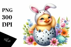Easter Duckling Bunny Flower, Clipart |T-shirt, Mug PNG Product Image 8