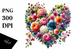Heart Made of Spring Flowers PNG Product Image 1