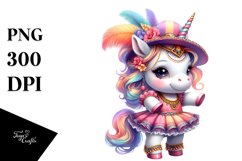 Colorful Baby Unicorn in Zydeco Dancer&#039;s Outfit, PNG Product Image 3