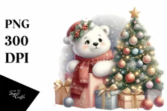 Cute Polar Bear with Christmas Ornaments, Transparent PNG Product Image 1