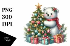 Cute Polar Bear with Christmas Ornaments, High-Res PNG Product Image 1
