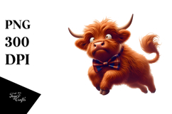 Highland Cow with Bow Tie, High-Res PNG Product Image 1