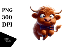 Cute Highland Cow with Bow Tie PNG Product Image 1