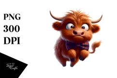 Cute Highland Cow with Bow Tie PNG Product Image 1
